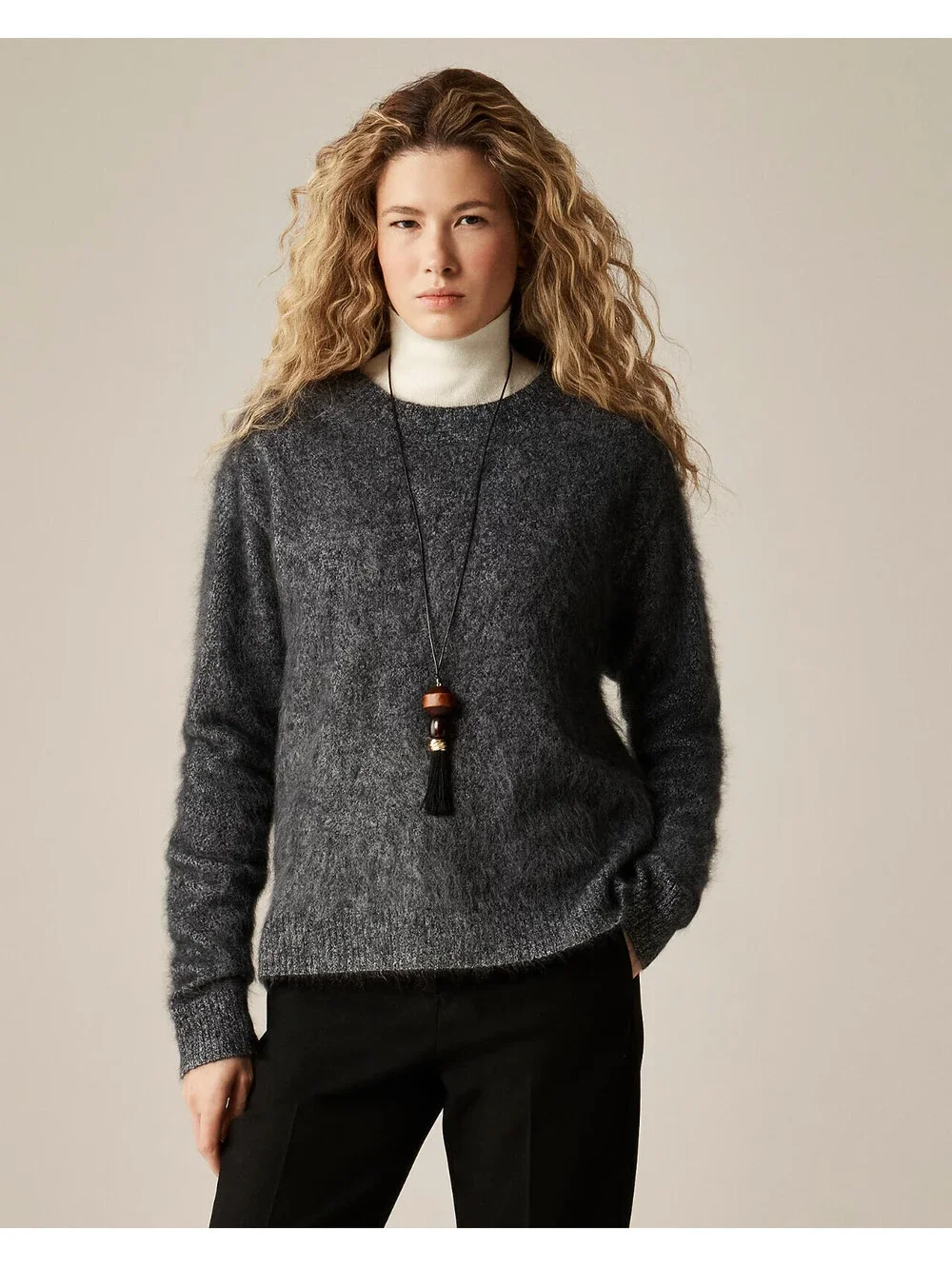 J.Crew Brushed Cashmere Marled Sweater Charcoal Grey NWT M